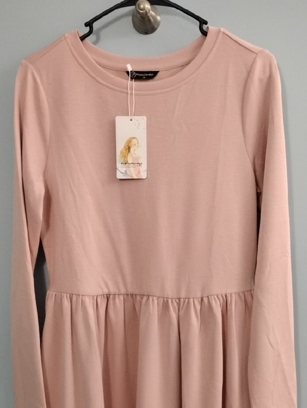 NWT Pretty Garden 🏡 Long Sleeve Women's Dress in Soft Pink Size Medium - Picture 4 of 9